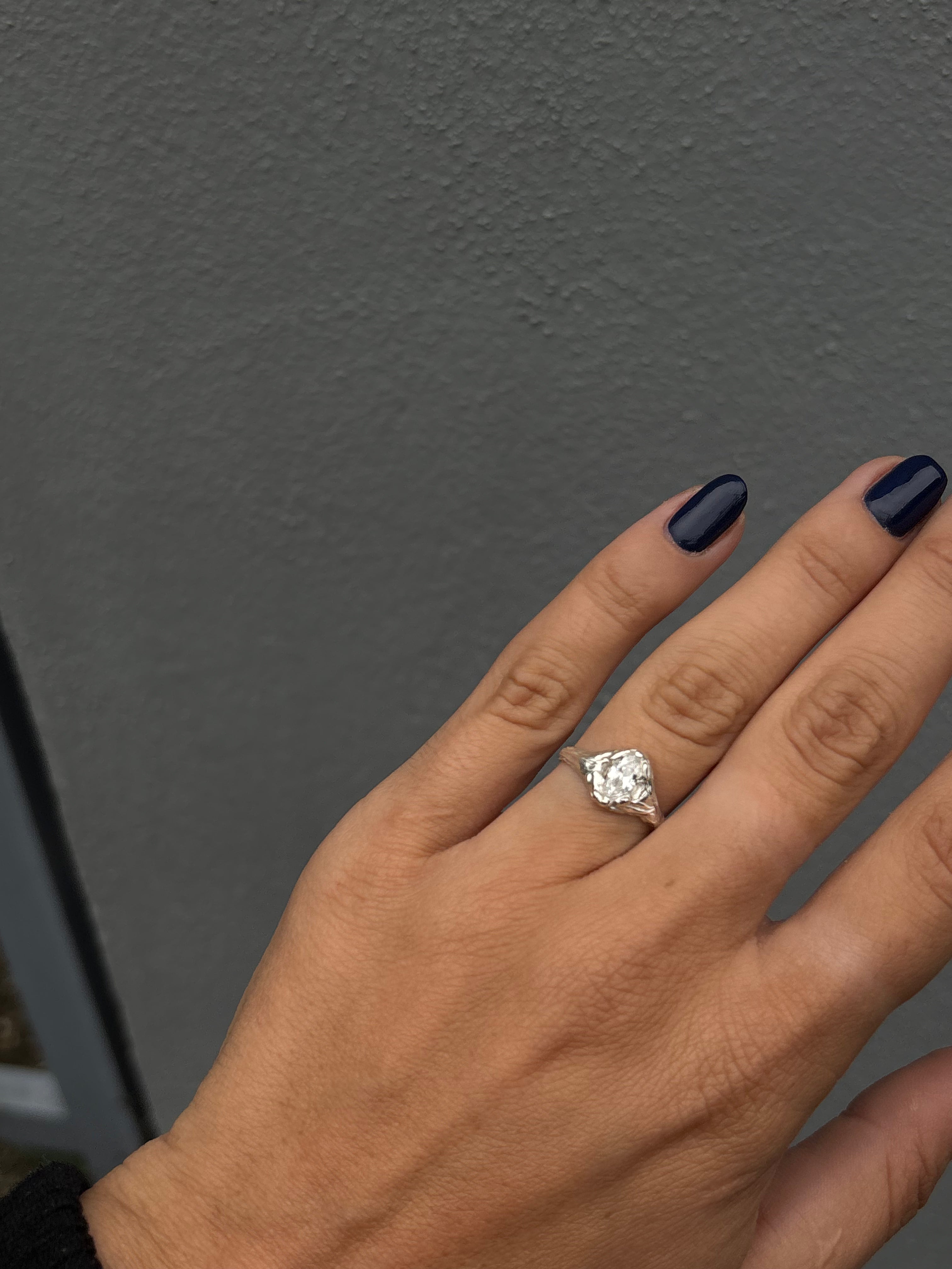 Hand wearing asterling silver ring featuring a marquise cut zirconia handgemachter Ring, Goldring handmade, Unikat Schmuck, lost wax ring, artisan jewelry, unique handmade ring, one of a kind jewelry, boho, modern, raw, minimalist, organic, statement ring, engagement, anniversary, everyday art, for lovers of raw beauty“, „for unique souls